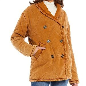 New Shawl Collar Button Front Long Sleeve Quilted Statement Puffer Jacket